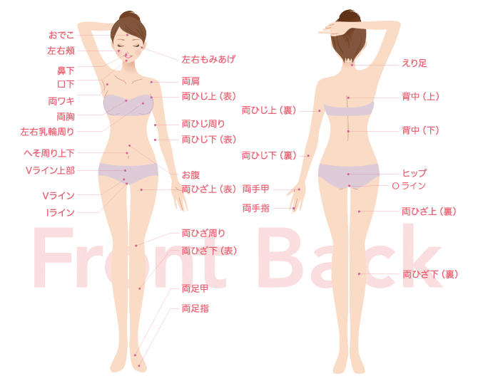 シースリー(C3)大分店は全身53ヶ所脱毛